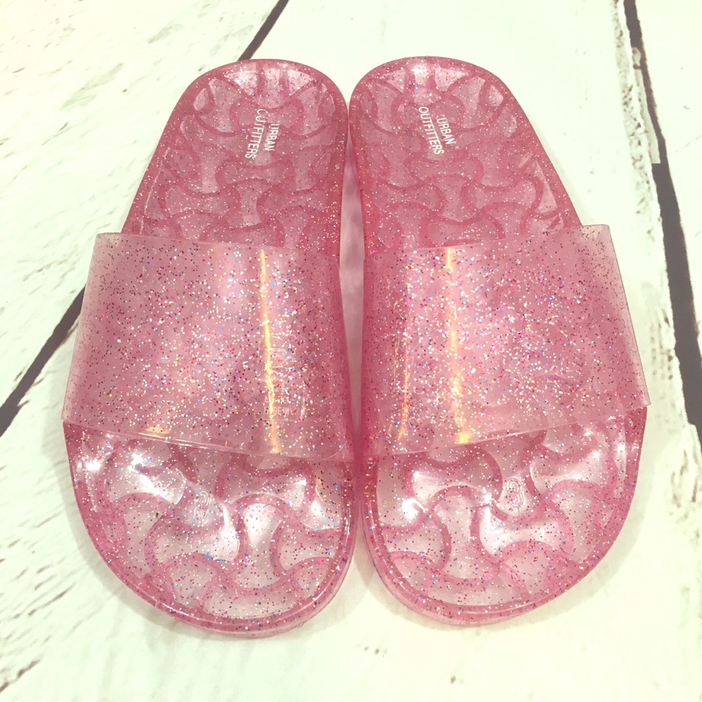 Urban outfitters pink jelly slides